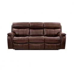 Montague 86 in. W Arm with Pillow-Top Leather Contemporary Curved Sofa in Brown by Armen Living