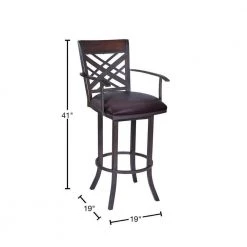 Tahiti 26 in. Arm Bar Stool in Auburn Bay with Brown Pu upholstery by Armen Living -Armen Living Online Shop brown auburn bay armen living bar stools lcta26arbabr 40 1000