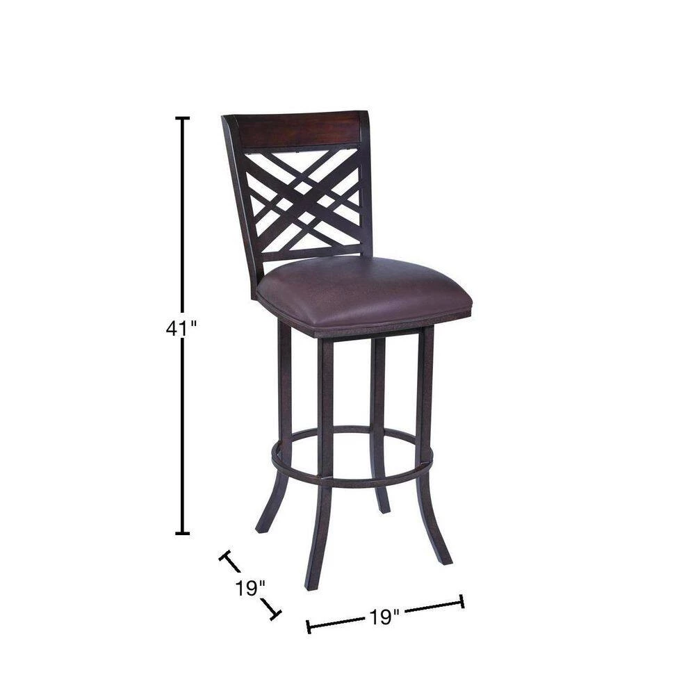 Tahiti 26 in. Bar Stool in Auburn Bay with Brown Pu upholstery by Armen Living 5 Tahiti 26 in. Bar Stool in Auburn Bay with Brown Pu upholstery by Armen Living - Image 3