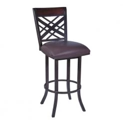Tahiti 26 in. Bar Stool in Auburn Bay with Brown Pu upholstery by Armen Living