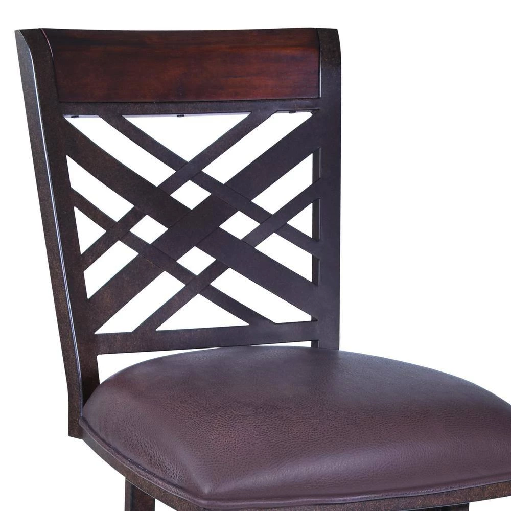 Tahiti 26 in. Bar Stool in Auburn Bay with Brown Pu upholstery by Armen Living 6 Tahiti 26 in. Bar Stool in Auburn Bay with Brown Pu upholstery by Armen Living - Image 4