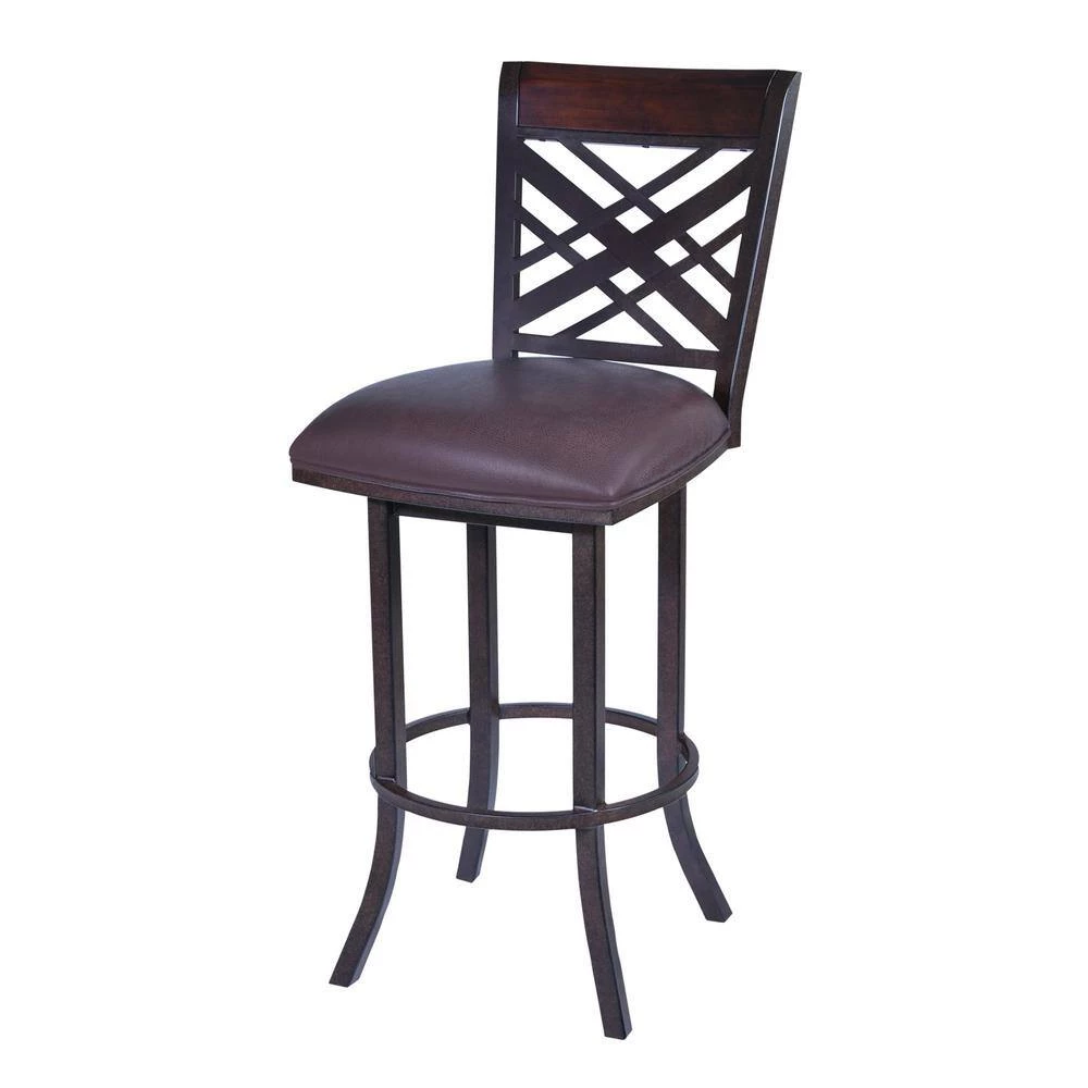 Tahiti 26 in. Bar Stool in Auburn Bay with Brown Pu upholstery by Armen Living 4 Tahiti 26 in. Bar Stool in Auburn Bay with Brown Pu upholstery by Armen Living - Image 2