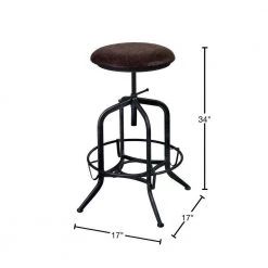 Elena 24-32 in. Brown Fabric and Industrial Gray Finish Adjustable Bar Stool by Armen Living -Armen Living Online Shop brown black armen living bar stools lcelstsbr 40 1000