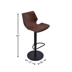 Zuma 21-31 in. Brown Faux Leather and Black Metal Finish Adjustable Swivel Bar Stool by Armen Living -Armen Living Online Shop brown black armen living bar stools lczubavcbl 40 1000