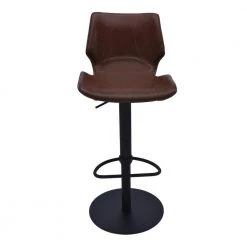 Zuma 21-31 in. Brown Faux Leather and Black Metal Finish Adjustable Swivel Bar Stool by Armen Living -Armen Living Online Shop brown black armen living bar stools lczubavcbl 4f 1000