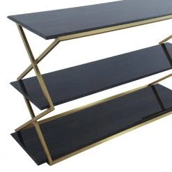 Westlake Dark Brown 3-Tier Console Table with Brushed Gold Legs by Armen Living -Armen Living Online Shop brown gold armen living console tables lcwlcnbrgld 4f 1000