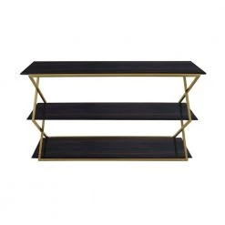 Westlake Dark Brown 3-Tier Console Table with Brushed Gold Legs by Armen Living -Armen Living Online Shop brown gold armen living console tables lcwlcnbrgld c3 1000