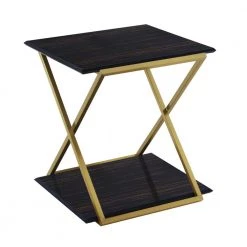 Westlake Dark Brown Veneer End Table with Brushed Gold Legs by Armen Living