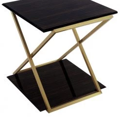 Westlake Dark Brown Veneer End Table with Brushed Gold Legs by Armen Living -Armen Living Online Shop brown gold armen living end side tables lcwllabrgld c3 1000