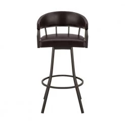 Palmdale 36 in. Brown Low Back Java Brown Metal 26 in. Swivel Bar Stool with Faux Leather Seat by Armen Living -Armen Living Online Shop brown java brown armen living bar stools 795044878134 c3 1000