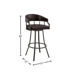 Palmdale 40 in. Brown Low Back Java Brown Metal 30 in. Swivel Bar Stool with Faux Leather Seat by Armen Living 15 Palmdale 40 in. Brown Low Back Java Brown Metal 30 in. Swivel Bar Stool with Faux Leather Seat by Armen Living -Armen Living Online Shop brown java brown armen living bar stools 795044878141 40 1000