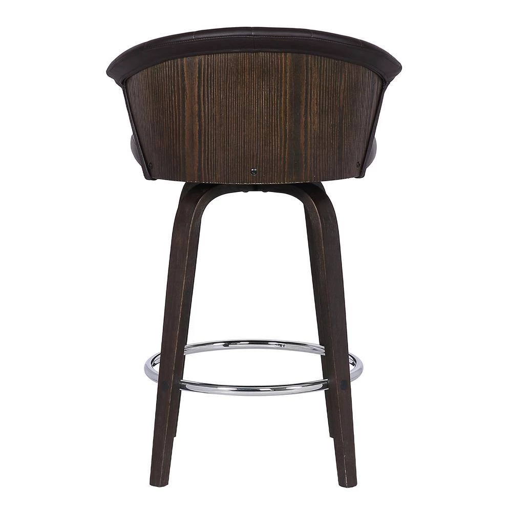 Ashley Mid-Century 30" Bar Height Bar Stool in Walnut Glazed Finish and Brown Faux Leather by Armen Living 8 Ashley Mid-Century 30" Bar Height Bar Stool in Walnut Glazed Finish and Brown Faux Leather by Armen Living - Image 6