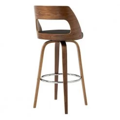 Axel 26 in. Counter Height High Back Swivel Stool in Brown Faux Leather and Walnut Wood by Armen Living -Armen Living Online Shop brown walnut armen living bar stools lcaxbawabr26 1f 1000