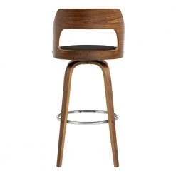 Axel 26 in. Counter Height High Back Swivel Stool in Brown Faux Leather and Walnut Wood by Armen Living -Armen Living Online Shop brown walnut armen living bar stools lcaxbawabr26 44 1000