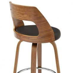 Axel 26 in. Counter Height High Back Swivel Stool in Brown Faux Leather and Walnut Wood by Armen Living -Armen Living Online Shop brown walnut armen living bar stools lcaxbawabr26 76 1000