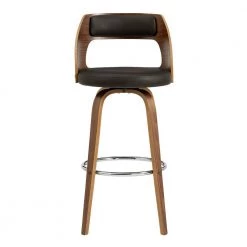 Axel 26 in. Counter Height High Back Swivel Stool in Brown Faux Leather and Walnut Wood by Armen Living -Armen Living Online Shop brown walnut armen living bar stools lcaxbawabr26 c3 1000