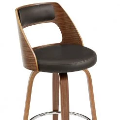 Axel 26 in. Counter Height High Back Swivel Stool in Brown Faux Leather and Walnut Wood by Armen Living -Armen Living Online Shop brown walnut armen living bar stools lcaxbawabr26 fa 1000