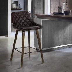 Dani 26" Brown Faux Leather Bar Stool in Walnut Glazed Finish by Armen Living -Armen Living Online Shop brown walnut armen living bar stools lcdibawgbr26 31 1000