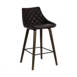 Dani 26" Brown Faux Leather Bar Stool in Walnut Glazed Finish by Armen Living
