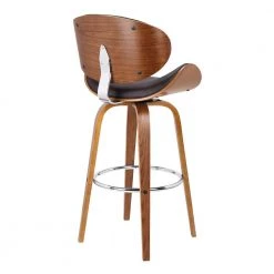 Solvang 26 in. Brown Faux Leather with Walnut Wood Mid-Century Swivel Counter Height Bar Stool by Armen Living -Armen Living Online Shop brown walnut armen living bar stools lcslbabrwa26 1f 1000