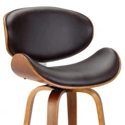 Solvang 26 in. Brown Faux Leather with Walnut Wood Mid-Century Swivel Counter Height Bar Stool by Armen Living -Armen Living Online Shop brown walnut armen living bar stools lcslbabrwa26 44 1000