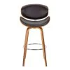 Solvang 26 in. Brown Faux Leather with Walnut Wood Mid-Century Swivel Counter Height Bar Stool by Armen Living -Armen Living Online Shop brown walnut armen living bar stools lcslbabrwa26 64 1000