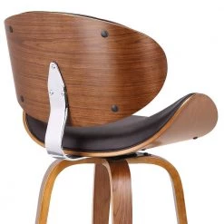 Solvang 26 in. Brown Faux Leather with Walnut Wood Mid-Century Swivel Counter Height Bar Stool by Armen Living -Armen Living Online Shop brown walnut armen living bar stools lcslbabrwa26 fa 1000