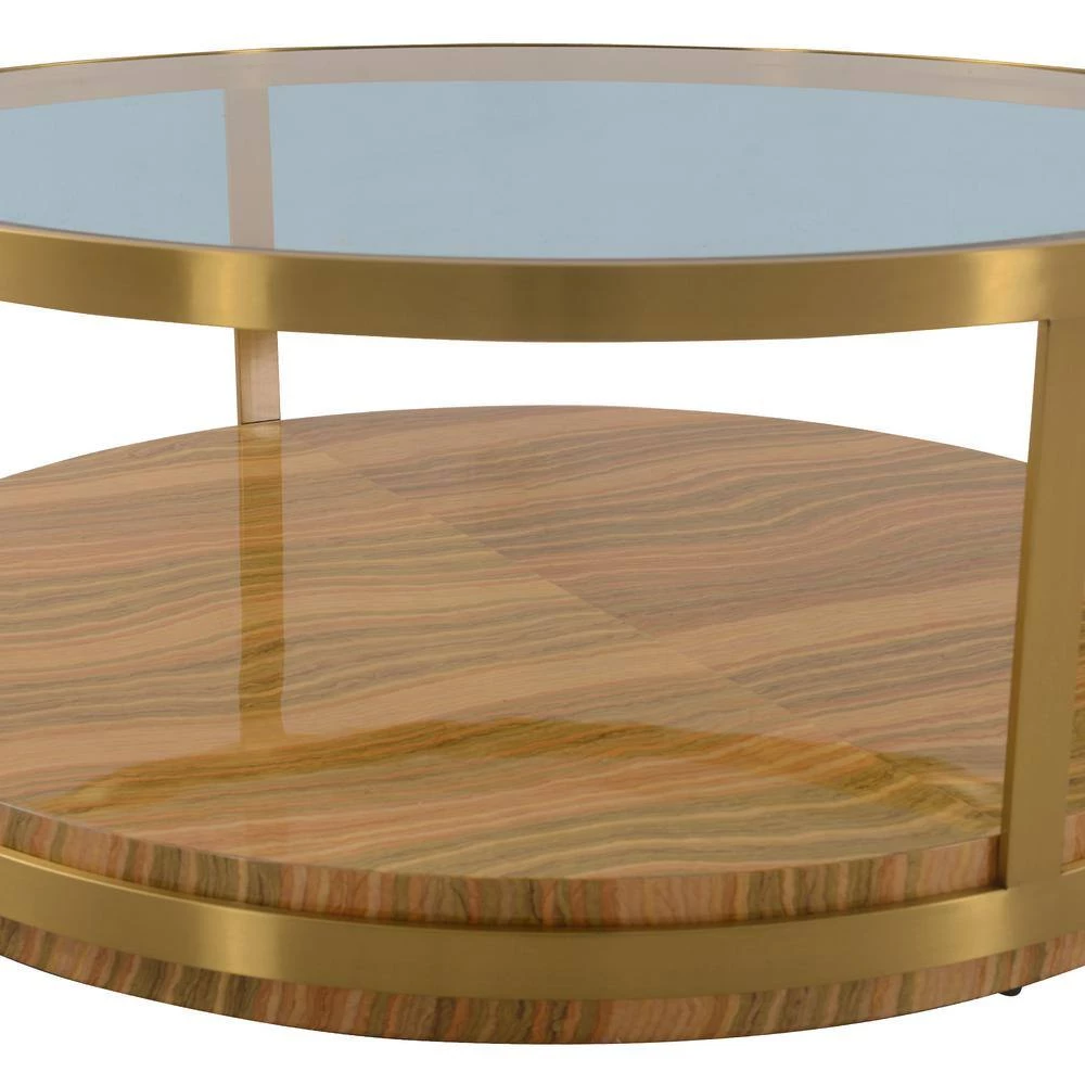 Hattie Glass Top Coffee Table with Brushed Gold Legs by Armen Living 6 Hattie Glass Top Coffee Table with Brushed Gold Legs by Armen Living - Image 4