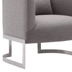 Holtz Brushed Stainless Steel with Grey Fabric Accent Chair by Armen Living -Armen Living Online Shop brushed stainless steel armen living accent chairs 721535687275 1f 1000