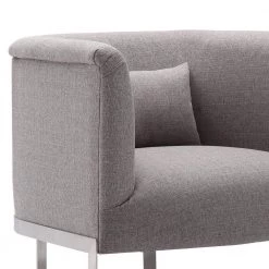 Holtz Brushed Stainless Steel with Grey Fabric Accent Chair by Armen Living -Armen Living Online Shop brushed stainless steel armen living accent chairs 721535687275 4f 1000