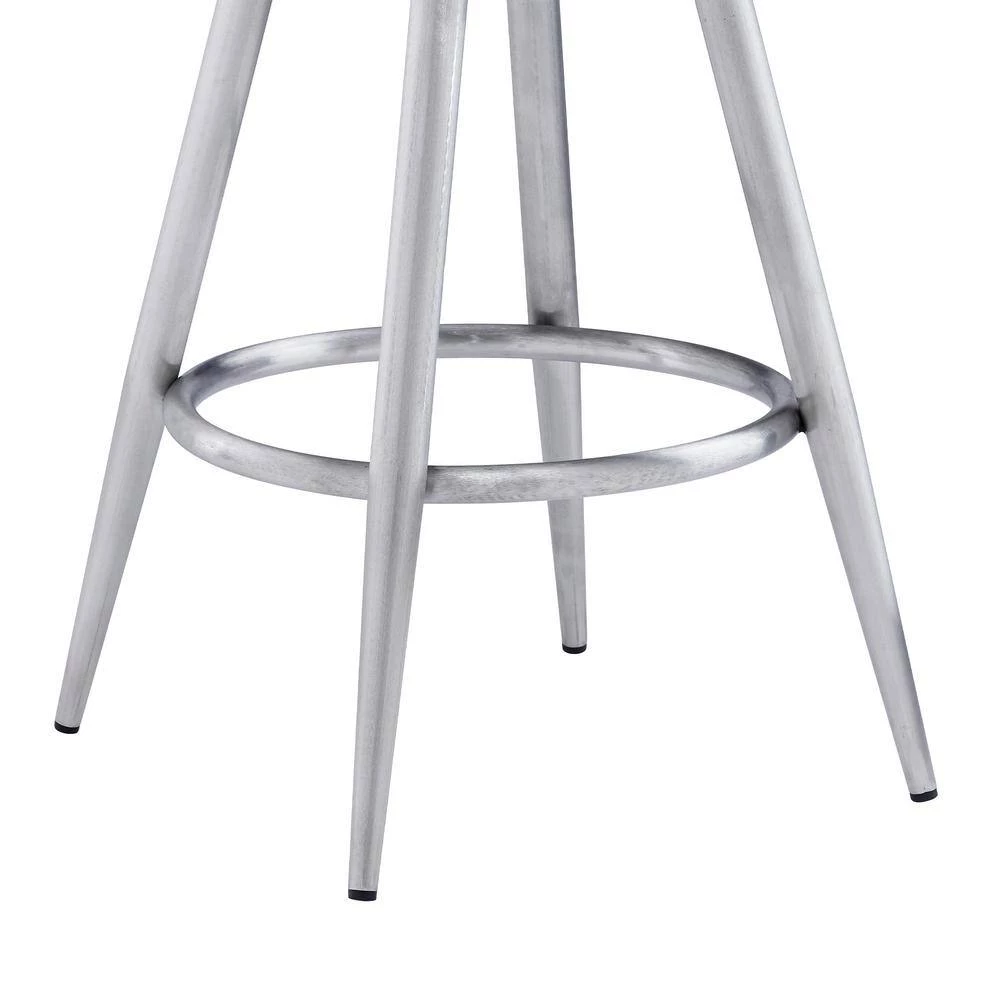 Perrin Contemporary 26 in. Counter Height in Brushed Stainless Steel Finish and Black Faux Leather Bar Stool by Armen Living 10 Perrin Contemporary 26 in. Counter Height in Brushed Stainless Steel Finish and Black Faux Leather Bar Stool by Armen Living - Image 8