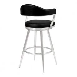 Amador 26 in. Counter Height Bar Stool in Brushed Stainless Steel and Vintage Black Faux Leather by Armen Living 11 Amador 26 in. Counter Height Bar Stool in Brushed Stainless Steel and Vintage Black Faux Leather by Armen Living -Armen Living Online Shop brushed stainless steel armen living bar stools 721535747023 c3 1000