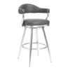 Amador 30 in. Brushed Stainless Steel and Vintage Grey Faux Leather Bar Height Bar Stool by Armen Living -Armen Living Online Shop brushed stainless steel armen living bar stools 721535747054 64 1000