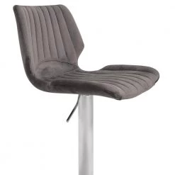 Anika 42 in. Gray Brushed Stainless Steel Metal Bar Stool with Velvet Seat by Armen Living -Armen Living Online Shop brushed stainless steel armen living bar stools lcakswbagr 1f 1000