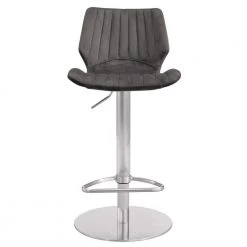 Anika 42 in. Gray Brushed Stainless Steel Metal Bar Stool with Velvet Seat by Armen Living