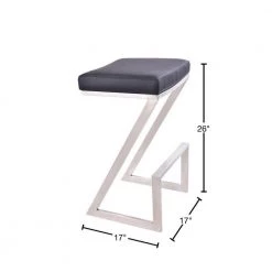 Atlantis 26 in. Backless Bar Stool in Brushed Stainless Steel with Black Pu upholstery by Armen Living -Armen Living Online Shop brushed stainless steel armen living bar stools lcat26bablk 40 1000