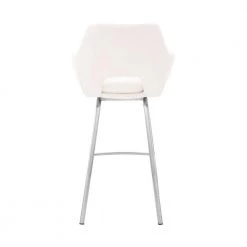 Aura 26 in. Counter Swivel Stool w/ High Back White Faux Leather and Brushed Stainless Steel Finish by Armen Living -Armen Living Online Shop brushed stainless steel armen living bar stools lcaubabswh26 1f 1000