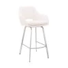 Aura 26 in. Counter Swivel Stool w/ High Back White Faux Leather and Brushed Stainless Steel Finish by Armen Living 2 Aura 26 in. Counter Swivel Stool w/ High Back White Faux Leather and Brushed Stainless Steel Finish by Armen Living -Armen Living Online Shop brushed stainless steel armen living bar stools lcaubabswh26 64 1000