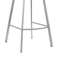 Aura 26 in. Counter Swivel Stool w/ High Back White Faux Leather and Brushed Stainless Steel Finish by Armen Living -Armen Living Online Shop brushed stainless steel armen living bar stools lcaubabswh26 76 1000