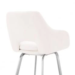Aura 26 in. Counter Swivel Stool w/ High Back White Faux Leather and Brushed Stainless Steel Finish by Armen Living -Armen Living Online Shop brushed stainless steel armen living bar stools lcaubabswh26 fa 1000