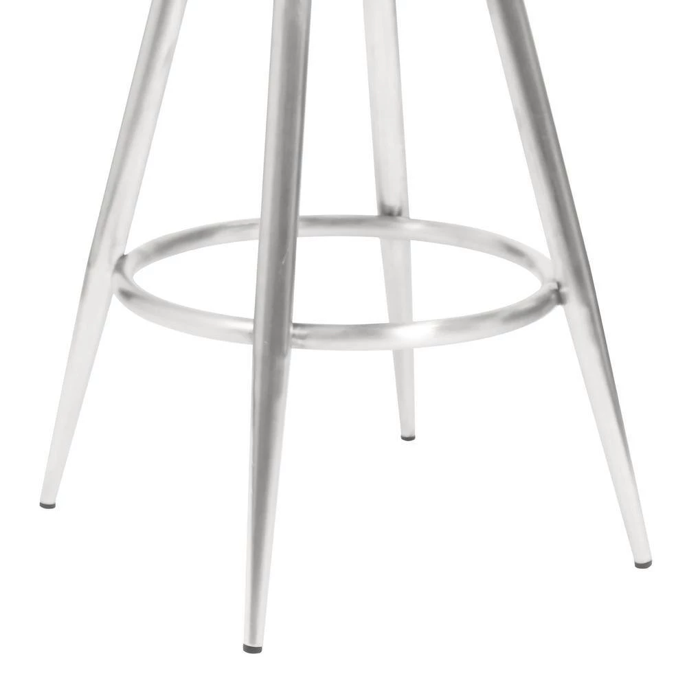Justin 42 in. Vintage Gray Brushed Stainless Steel Metal Bar Stool with Faux Leather Seat by Armen Living 8 Justin 42 in. Vintage Gray Brushed Stainless Steel Metal Bar Stool with Faux Leather Seat by Armen Living - Image 6