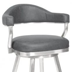 Justin 42 in. Vintage Gray Brushed Stainless Steel Metal Bar Stool with Faux Leather Seat by Armen Living 12 Justin 42 in. Vintage Gray Brushed Stainless Steel Metal Bar Stool with Faux Leather Seat by Armen Living -Armen Living Online Shop brushed stainless steel armen living bar stools lcjtbabsvg30 4f 1000