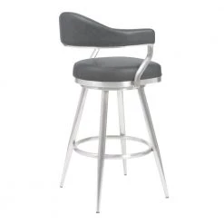 Justin 42 in. Vintage Gray Brushed Stainless Steel Metal Bar Stool with Faux Leather Seat by Armen Living 11 Justin 42 in. Vintage Gray Brushed Stainless Steel Metal Bar Stool with Faux Leather Seat by Armen Living -Armen Living Online Shop brushed stainless steel armen living bar stools lcjtbabsvg30 c3 1000