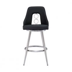 Ruby Contemporary 26 in. Counter Height Bar Stool in Brushed Stainless Steel and Black Faux Leather by Armen Living -Armen Living Online Shop brushed stainless steel armen living bar stools lcrubabsbl26 c3 1000
