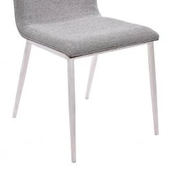 Pharrel Dining Chair in Brushed Stainless Steel with Grey Fabric and Walnut Back (Set of 2) by Armen Living 10 Pharrel Dining Chair in Brushed Stainless Steel with Grey Fabric and Walnut Back (Set of 2) by Armen Living -Armen Living Online Shop brushed stainless steel armen living dining chairs 721535687213 1f 1000
