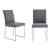 Gower Brushed Stainless Steel and Grey Faux Leather Contemporary Dining Chair (Set of 2) by Armen Living 2 Gower Brushed Stainless Steel and Grey Faux Leather Contemporary Dining Chair (Set of 2) by Armen Living -Armen Living Online Shop brushed stainless steel armen living dining chairs 721535737840 64 1000