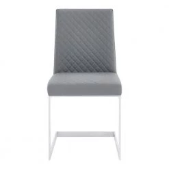 Hester Brushed Stainless Steel and Grey Faux Leather Contemporary Dining Chair (Set of 2) by Armen Living -Armen Living Online Shop brushed stainless steel armen living dining chairs 721535737864 4f 1000
