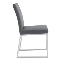 Trevor Brushed Stainless Steel and Gray Faux Leather Dining Chair (Set of 2) by Armen Living 13 Trevor Brushed Stainless Steel and Gray Faux Leather Dining Chair (Set of 2) by Armen Living -Armen Living Online Shop brushed stainless steel armen living dining chairs lctrchbsgr 1f 1000
