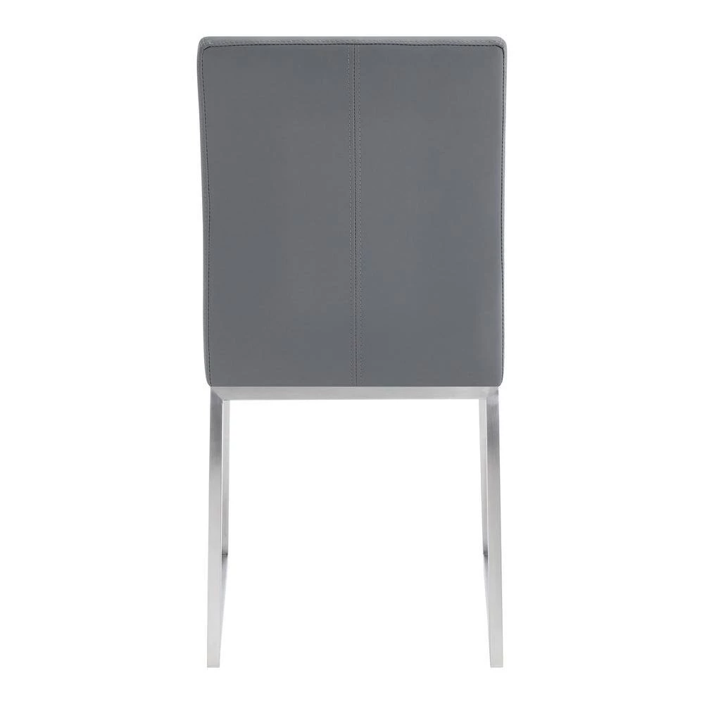 Trevor Brushed Stainless Steel and Gray Faux Leather Dining Chair (Set of 2) by Armen Living 7 Trevor Brushed Stainless Steel and Gray Faux Leather Dining Chair (Set of 2) by Armen Living - Image 5