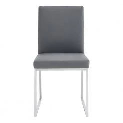 Trevor Brushed Stainless Steel and Gray Faux Leather Dining Chair (Set of 2) by Armen Living 12 Trevor Brushed Stainless Steel and Gray Faux Leather Dining Chair (Set of 2) by Armen Living -Armen Living Online Shop brushed stainless steel armen living dining chairs lctrchbsgr 4f 1000